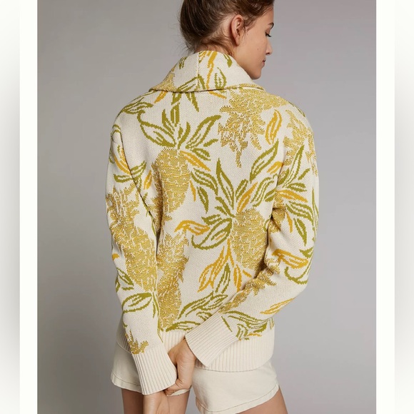 Anthropologie Maeve Pineapple-Print Cardigan size M - Picture 2 of 10